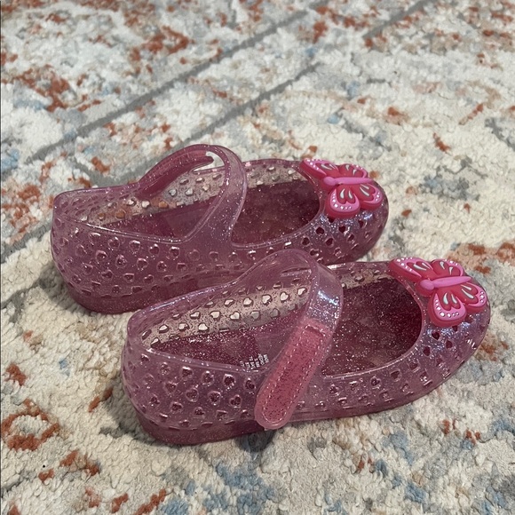 Old Navy Pink Glitter Butterfly Jelly Shoes - Picture 3 of 4